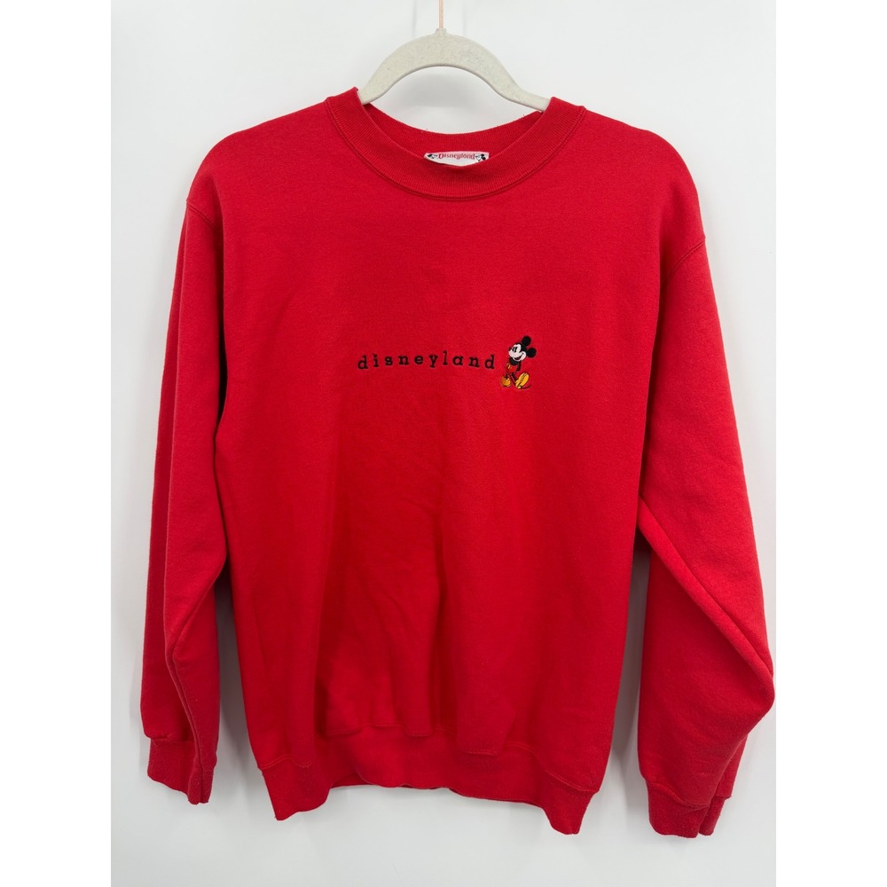 Disneyland Sweatshirt Women Small Red Mickey Mouse Embroidered Made in USA